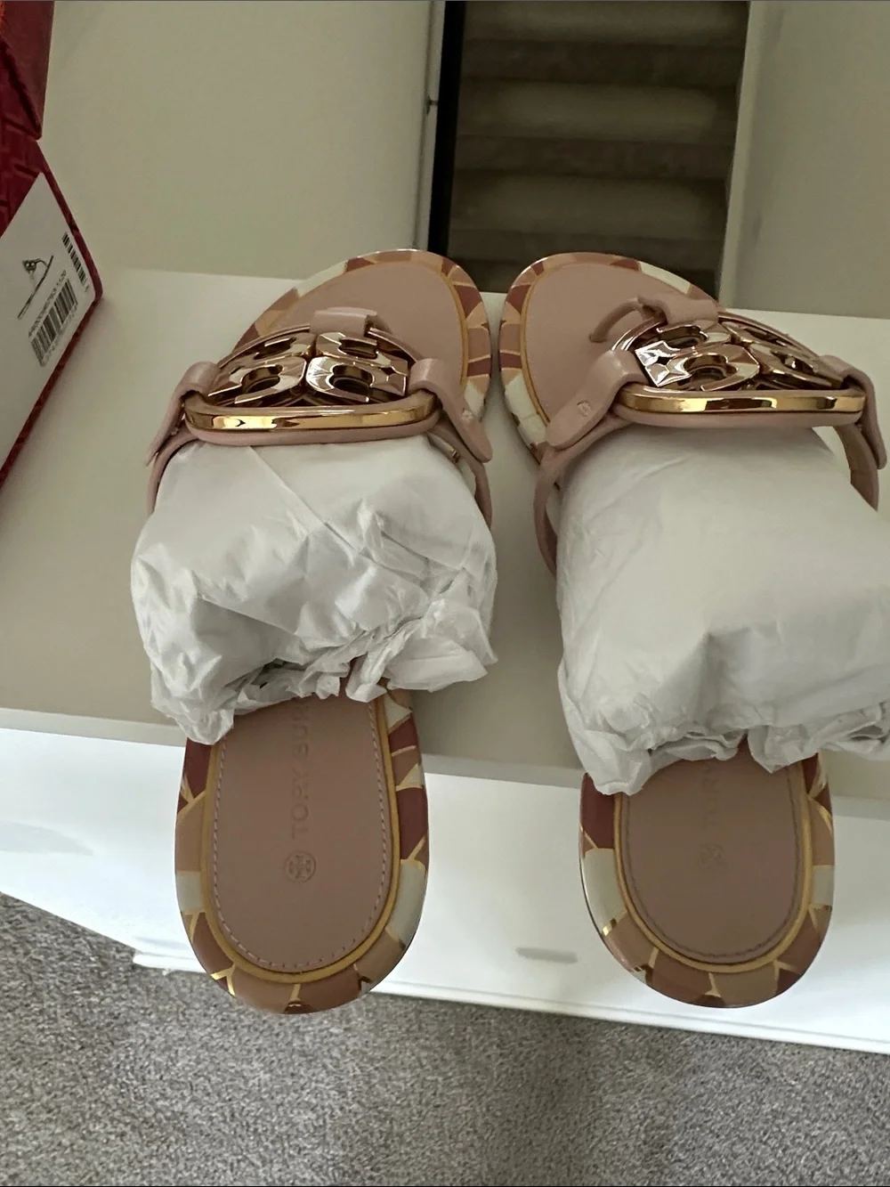 Tory Burch Blush Pink Miller Logo Thong Sandals